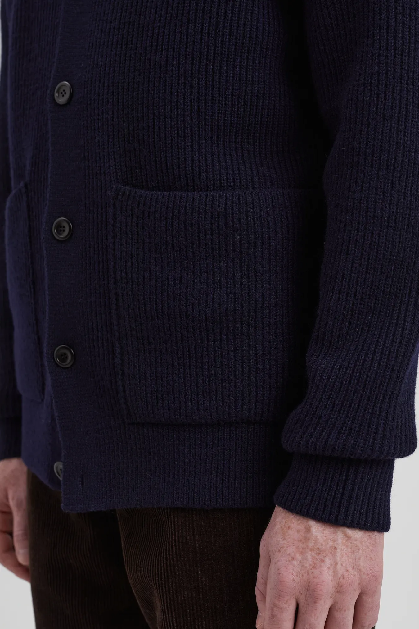 KNITWEAR^Norse Projects Loki Wool Cotton Rib Cardigan Dark Navy