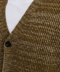 KNITWEAR^Norse Projects Loki Wool Cotton Rib Cardigan Sitka Green