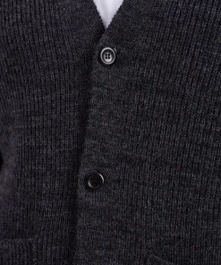 KNITWEAR^Norse Projects Loki Wool Cotton Rib Cardigan Dark Grey Melange