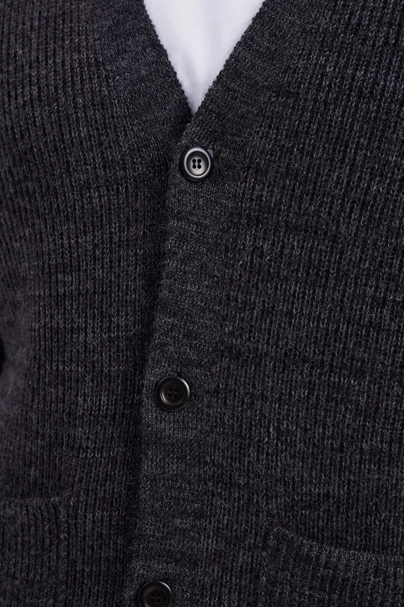 KNITWEAR^Norse Projects Loki Wool Cotton Rib Cardigan Dark Grey Melange
