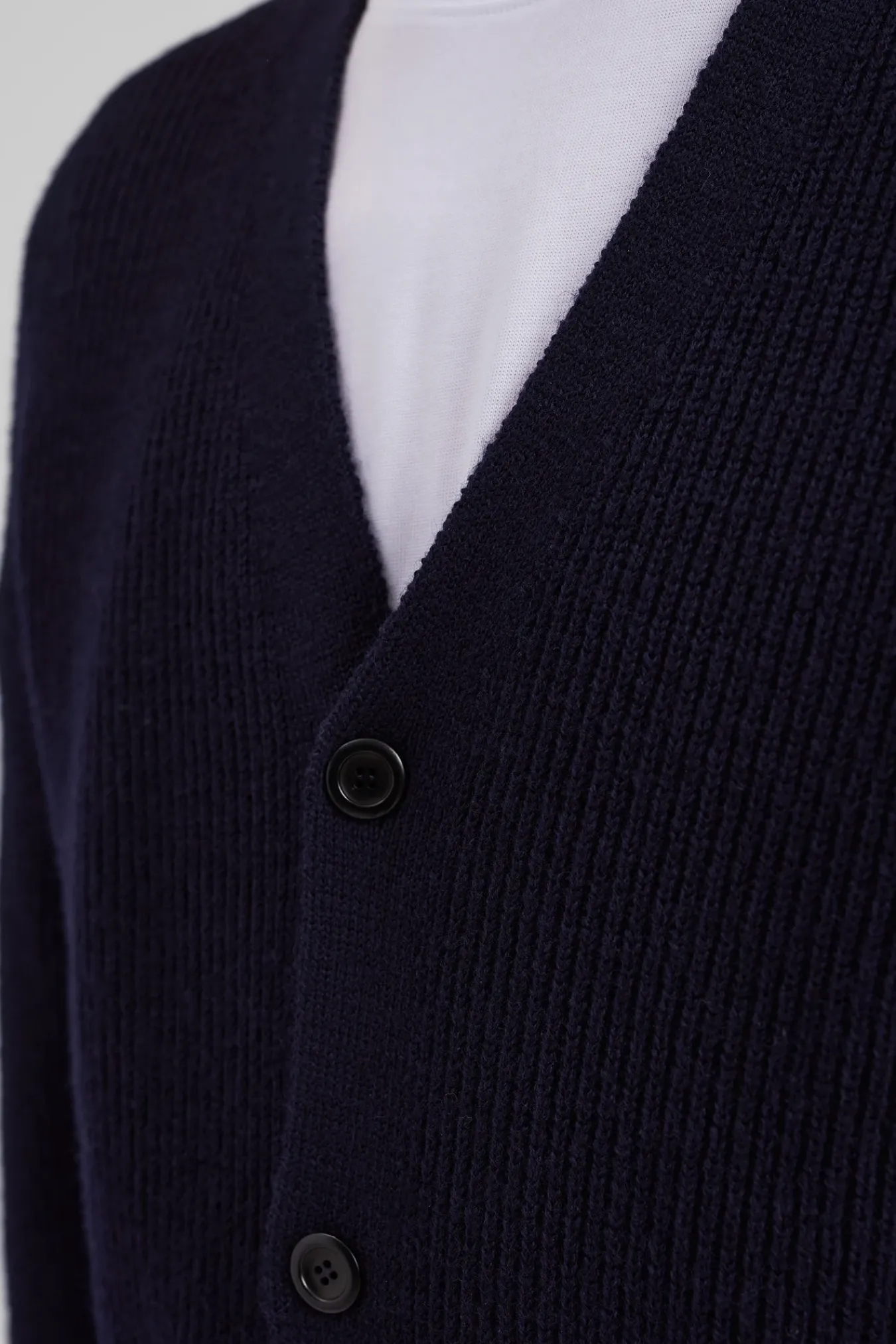KNITWEAR^Norse Projects Loki Wool Cotton Rib Cardigan Dark Navy
