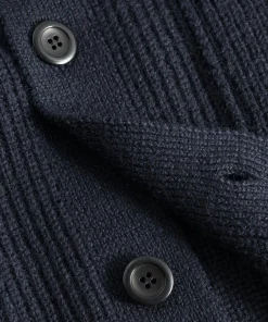 KNITWEAR^Norse Projects Loki Wool Cotton Rib Cardigan Dark Navy
