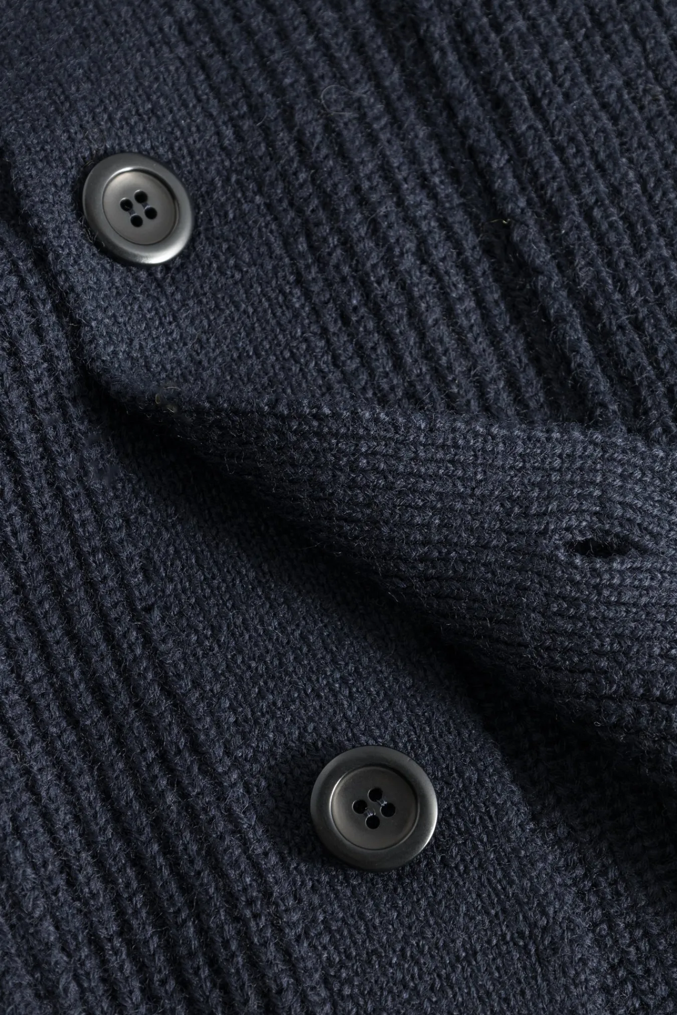 KNITWEAR^Norse Projects Loki Wool Cotton Rib Cardigan Dark Navy