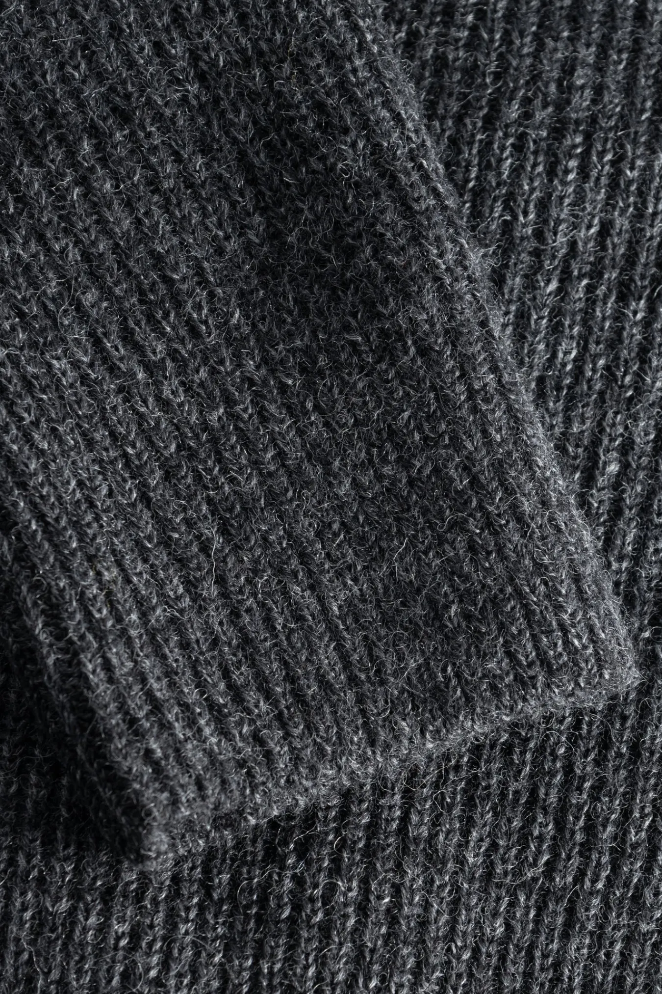 KNITWEAR^Norse Projects Loki Wool Cotton Rib Cardigan Dark Grey Melange