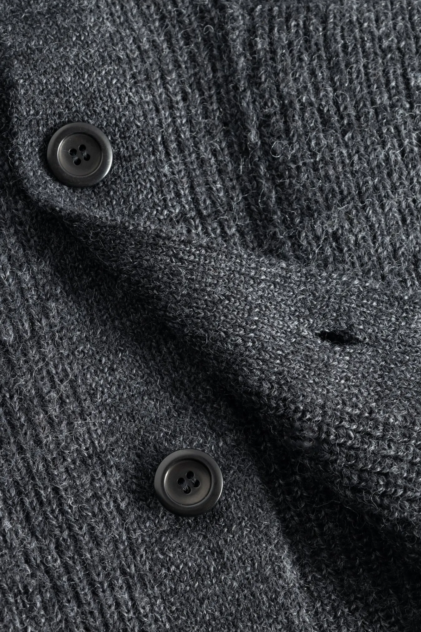 KNITWEAR^Norse Projects Loki Wool Cotton Rib Cardigan Dark Grey Melange