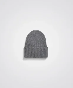 BEANIES^Norse Projects Merino Lambswool Rib N Logo Beanie Grey Melange