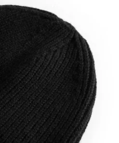 BEANIES^Norse Projects Merino Lambswool Rib N Logo Beanie Black