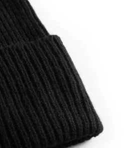BEANIES^Norse Projects Merino Lambswool Rib N Logo Beanie Black
