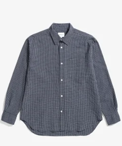 SHIRTING^Norse Projects Mo Check Oversized Shirt Dark Navy