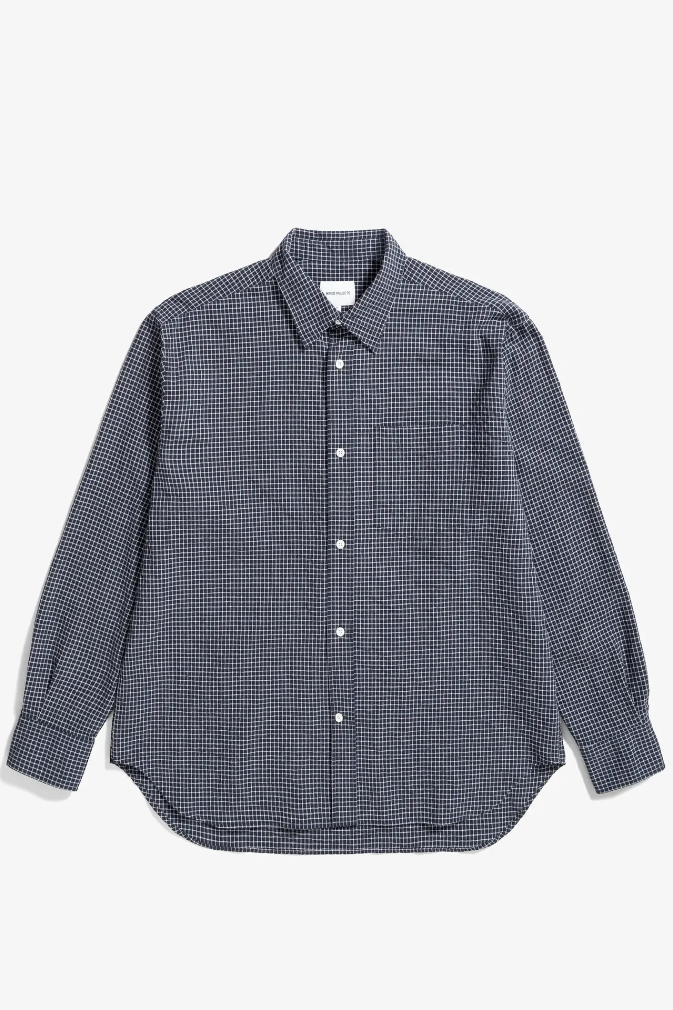 SHIRTING^Norse Projects Mo Check Oversized Shirt Dark Navy