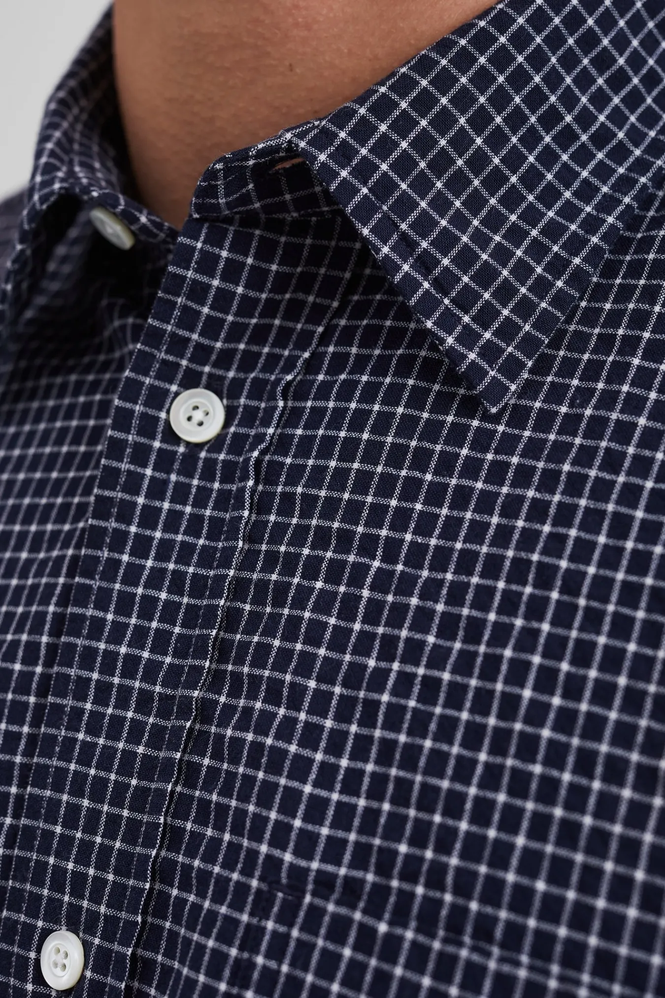 SHIRTING^Norse Projects Mo Check Oversized Shirt Dark Navy