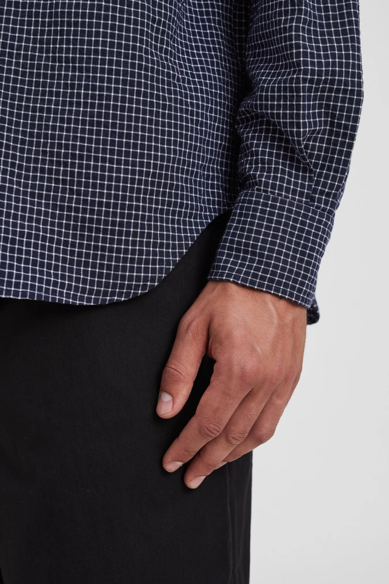 SHIRTING^Norse Projects Mo Check Oversized Shirt Dark Navy