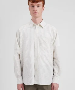SHIRTING^Norse Projects Mo Oversized Striped Shirt Ecru