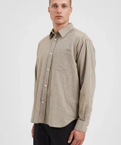 SHIRTING^Norse Projects Mo Oversized Striped Shirt Clay