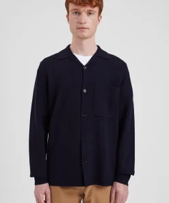 KNITWEAR^Norse Projects Nicolai Merino Cotton Milano Jacket Dark Navy