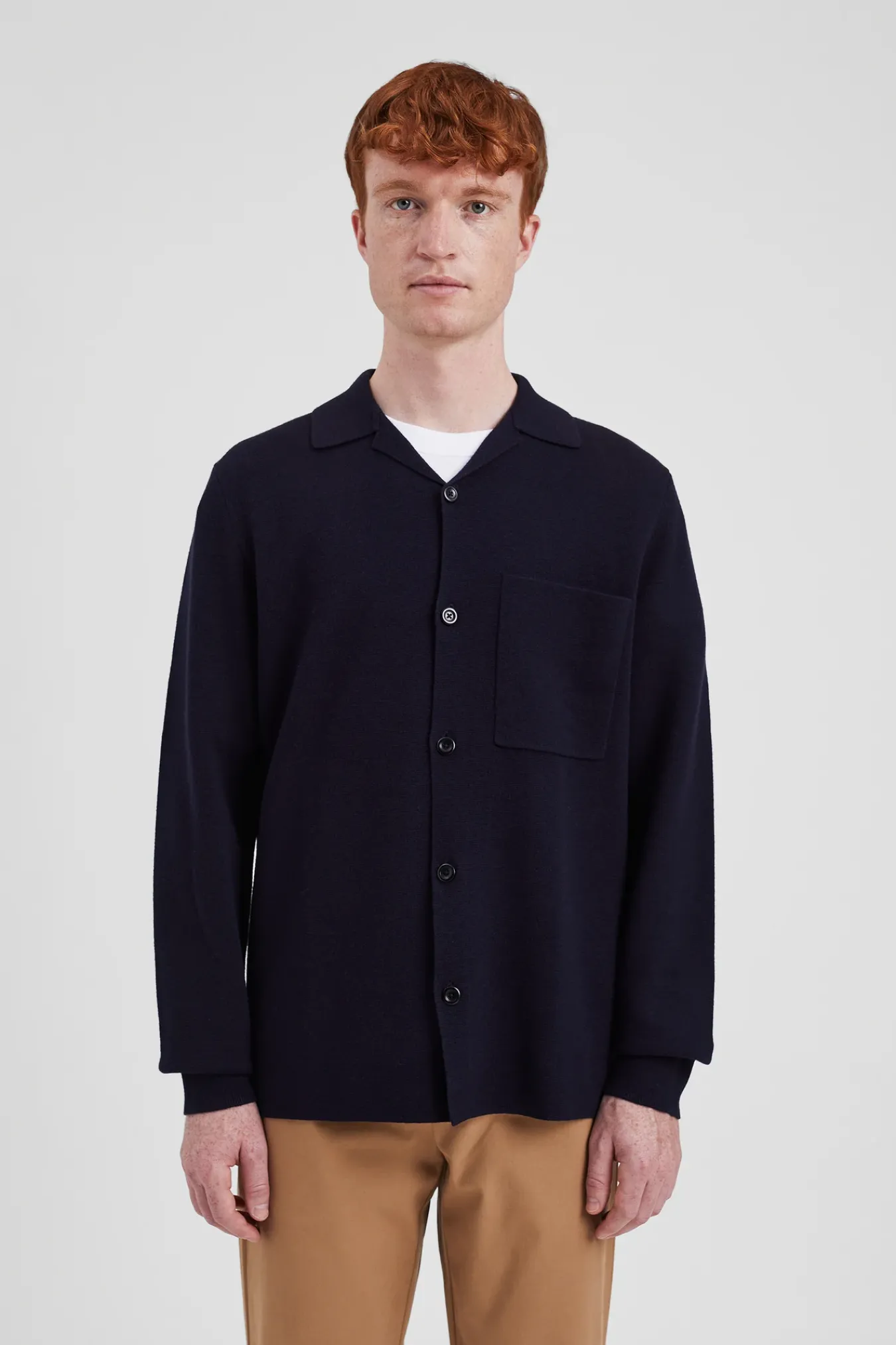 KNITWEAR^Norse Projects Nicolai Merino Cotton Milano Jacket Dark Navy