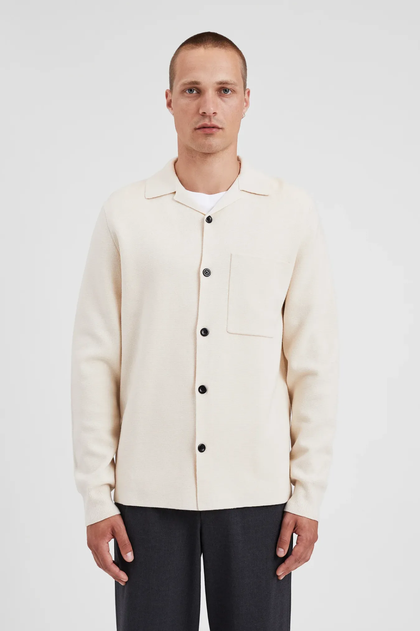 KNITWEAR^Norse Projects Nicolai Merino Cotton Milano Jacket Enamel White