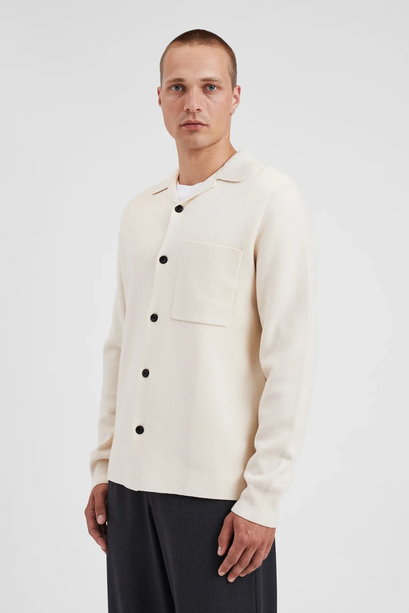KNITWEAR^Norse Projects Nicolai Merino Cotton Milano Jacket Enamel White