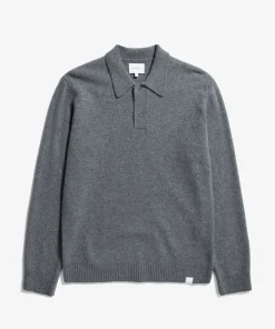 KNITWEAR^Norse Projects Norse Standard Merino Lambswool Polo Grey Melange