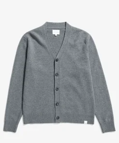 KNITWEAR^Norse Projects Norse Standard Merino Lambswool Cardigan Grey Melange