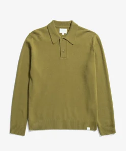 KNITWEAR^Norse Projects Norse Standard Merino Lambswool Polo Sitka Green