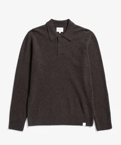 KNITWEAR^Norse Projects Norse Standard Merino Lambswool Polo Heathland Brown