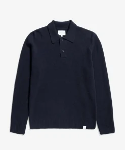 KNITWEAR^Norse Projects Norse Standard Merino Lambswool Polo Dark Navy