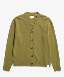KNITWEAR^Norse Projects Norse Standard Merino Lambswool Cardigan Sitka Green