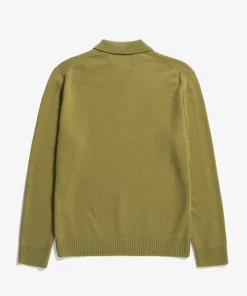 KNITWEAR^Norse Projects Norse Standard Merino Lambswool Polo Sitka Green