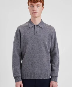 KNITWEAR^Norse Projects Norse Standard Merino Lambswool Polo Grey Melange