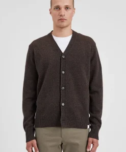 KNITWEAR^Norse Projects Norse Standard Merino Lambswool Cardigan Heathland Brown