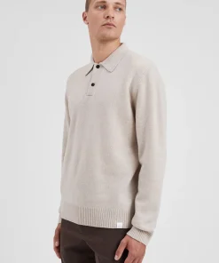 KNITWEAR^Norse Projects Norse Standard Merino Lambswool Polo Oatmeal
