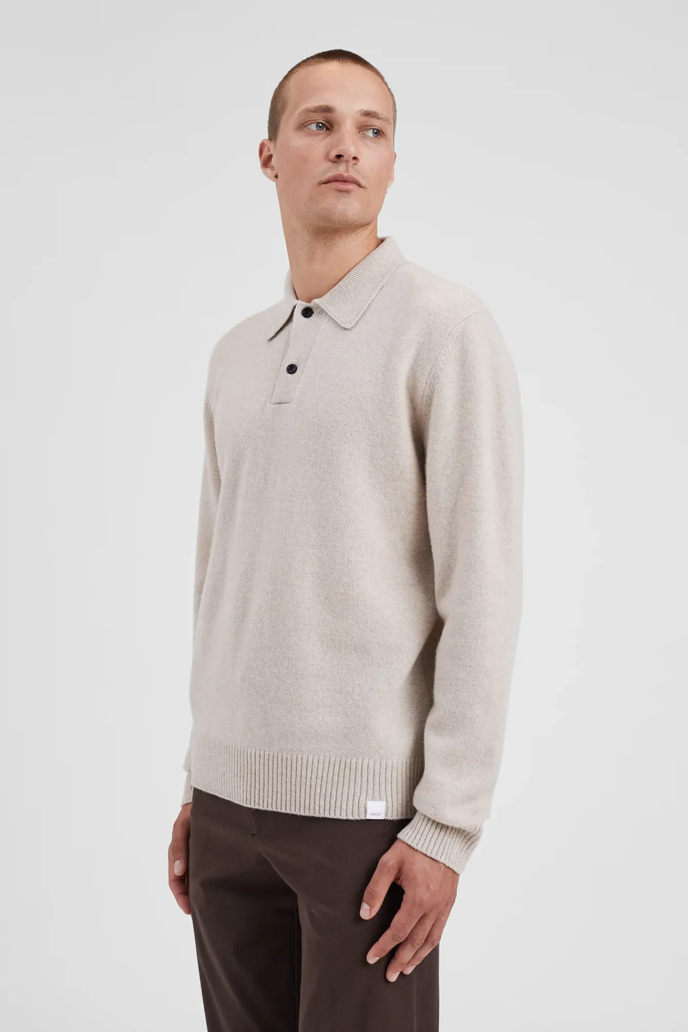 KNITWEAR^Norse Projects Norse Standard Merino Lambswool Polo Oatmeal