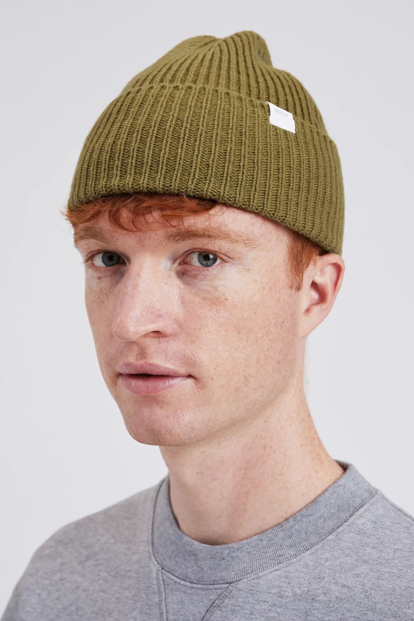 BEANIES^Norse Projects Norse Standard Merino Lambswool Beanie Sitka Green