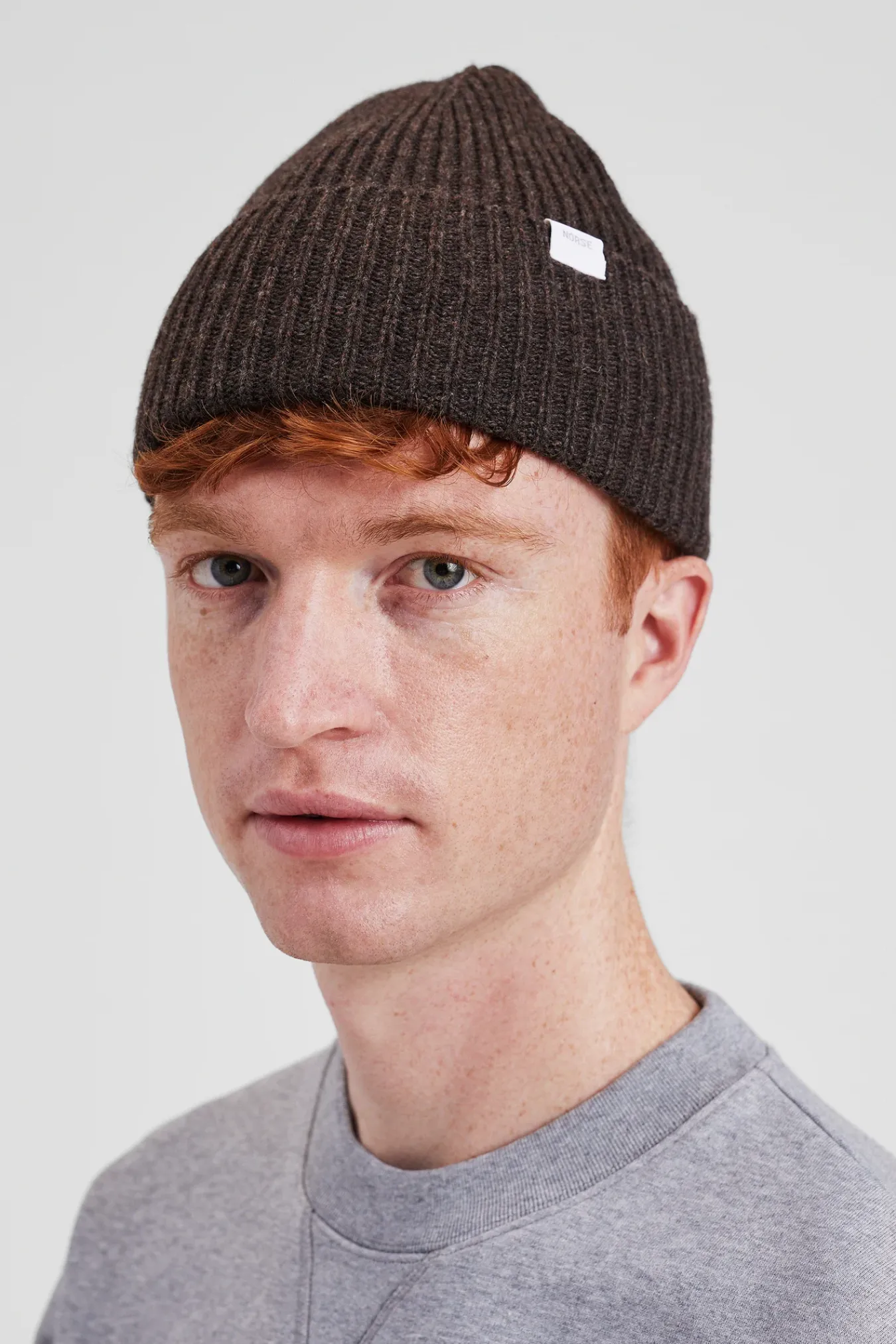 BEANIES^Norse Projects Norse Standard Merino Lambswool Beanie Heathland Brown