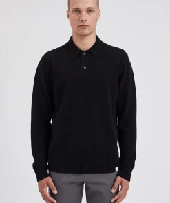 KNITWEAR^Norse Projects Norse Standard Merino Lambswool Polo Black