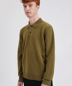 KNITWEAR^Norse Projects Norse Standard Merino Lambswool Polo Sitka Green