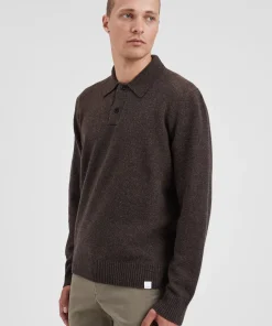 KNITWEAR^Norse Projects Norse Standard Merino Lambswool Polo Heathland Brown
