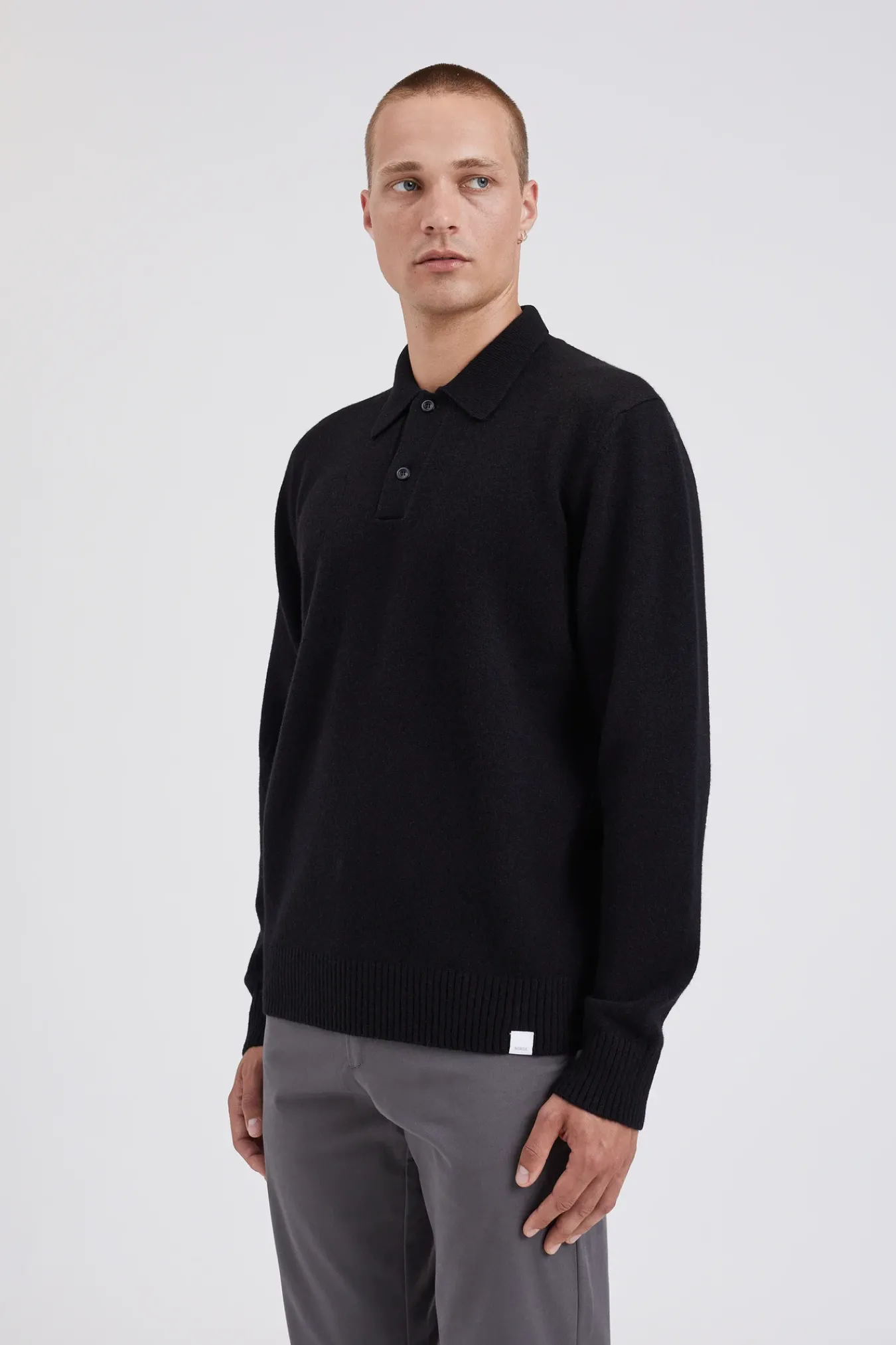 KNITWEAR^Norse Projects Norse Standard Merino Lambswool Polo Black