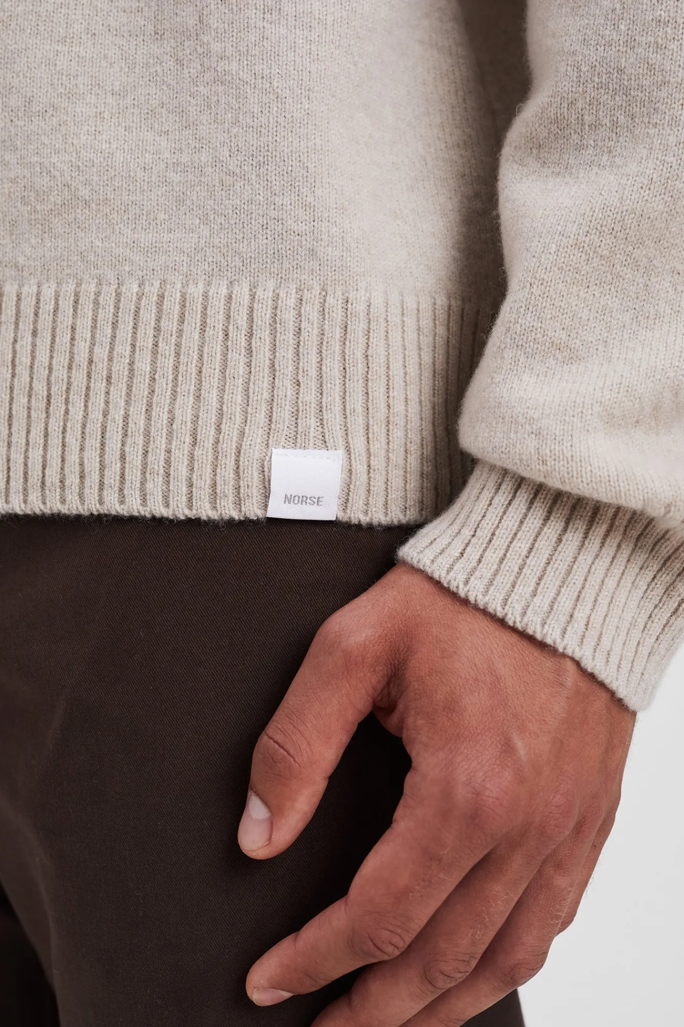 KNITWEAR^Norse Projects Norse Standard Merino Lambswool Polo Oatmeal