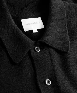 KNITWEAR^Norse Projects Norse Standard Merino Lambswool Polo Black