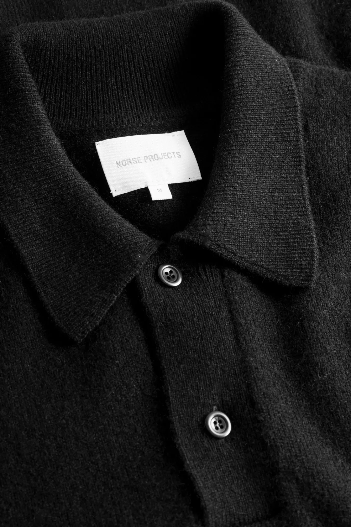 KNITWEAR^Norse Projects Norse Standard Merino Lambswool Polo Black