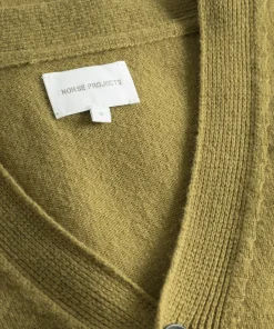 KNITWEAR^Norse Projects Norse Standard Merino Lambswool Cardigan Sitka Green