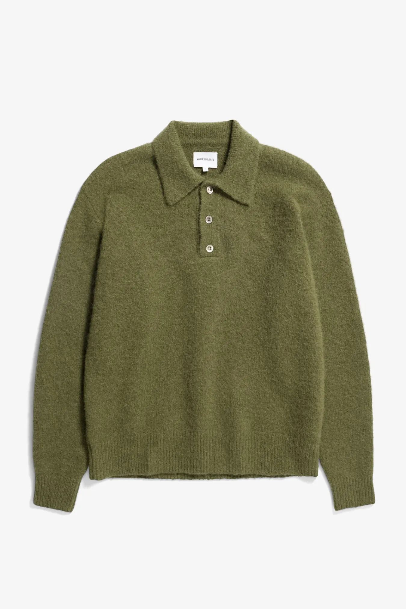 KNITWEAR^Norse Projects Rasmus Relaxed Brushed Polo Ivy Green