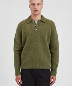 KNITWEAR^Norse Projects Rasmus Relaxed Brushed Polo Ivy Green