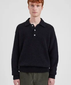 KNITWEAR^Norse Projects Rasmus Relaxed Brushed Polo Black