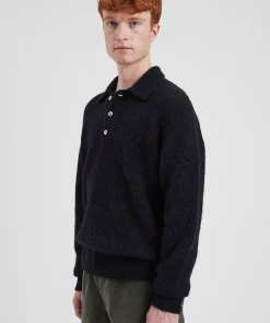KNITWEAR^Norse Projects Rasmus Relaxed Brushed Polo Black