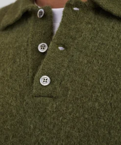 KNITWEAR^Norse Projects Rasmus Relaxed Brushed Polo Ivy Green