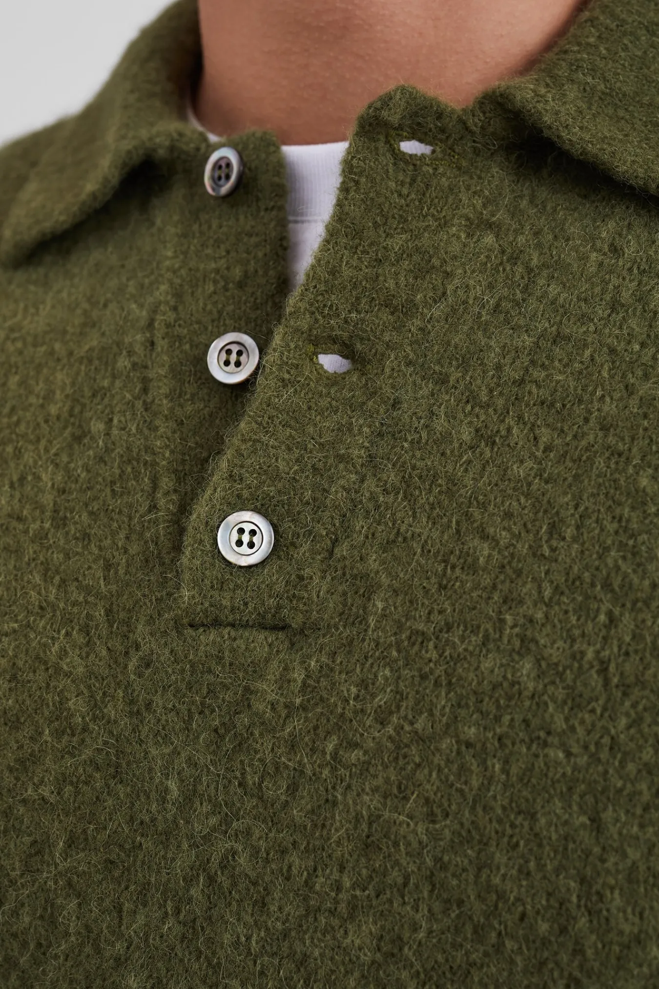 KNITWEAR^Norse Projects Rasmus Relaxed Brushed Polo Ivy Green