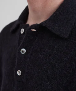 KNITWEAR^Norse Projects Rasmus Relaxed Brushed Polo Black